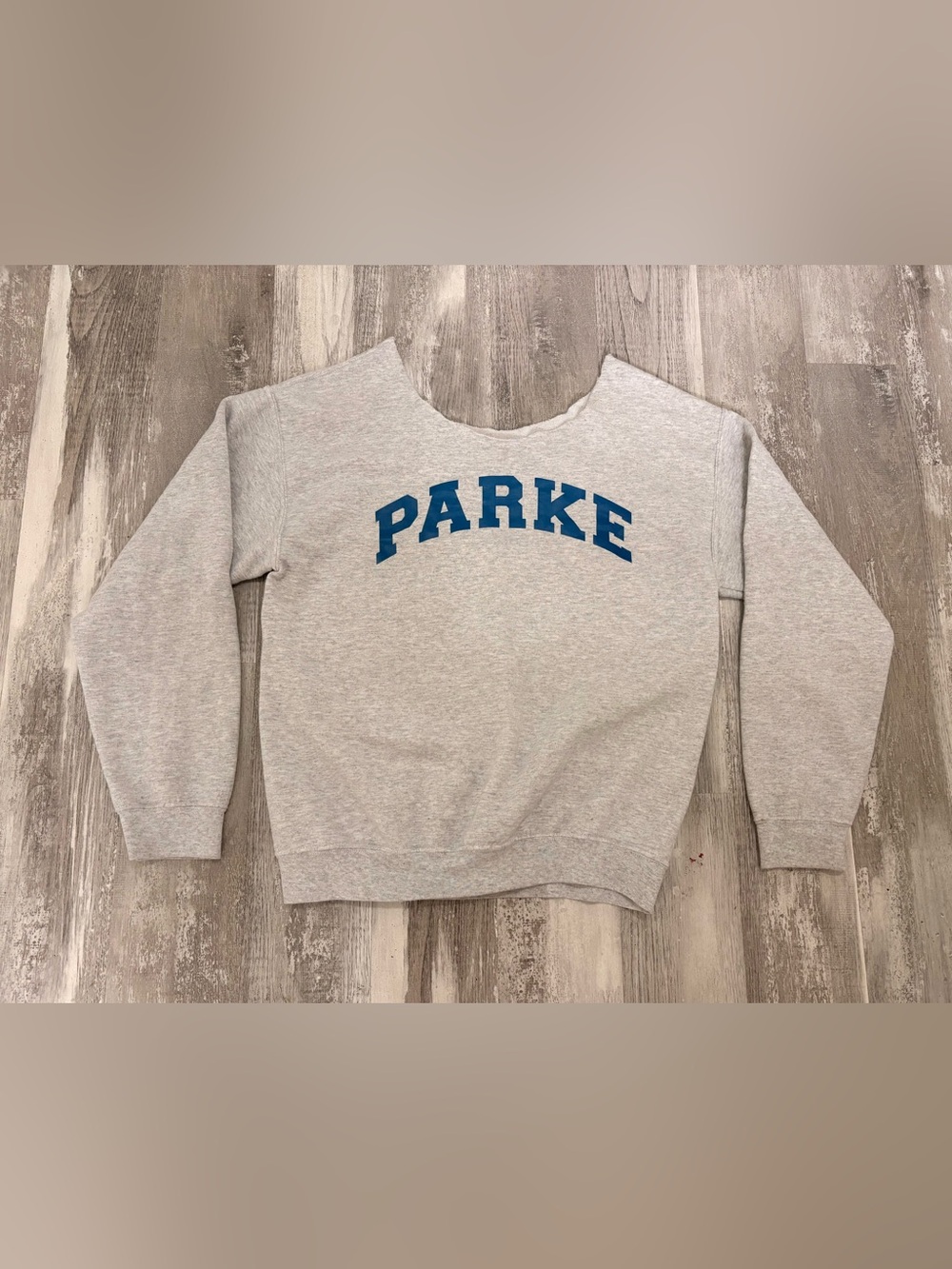 Parke Light Gray Crewneck Sweater with Blue Logo